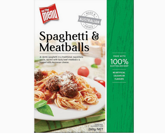 On The Menu Spaghetti & Meatballs Frozen Meal 260g