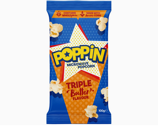 Poppin Microwave Popcorn Butter Flavour 100g