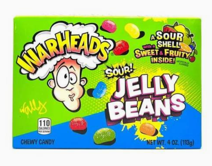 Warheads Sour Jelly Beans Chewy Candy 113g